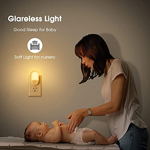 L LOHAS LED Night Lights Plug into Wall 2 Pack Soft White Dimmable Auto Sensor
