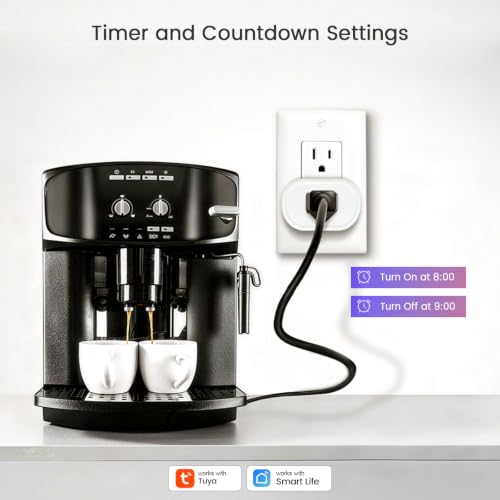 MOOEGG 10A WiFi Smart Plug Compatible with Alexa & Google Home - Smart Home Outlet, Voice Control, App Control, Timer, Power Memory, Night Mode