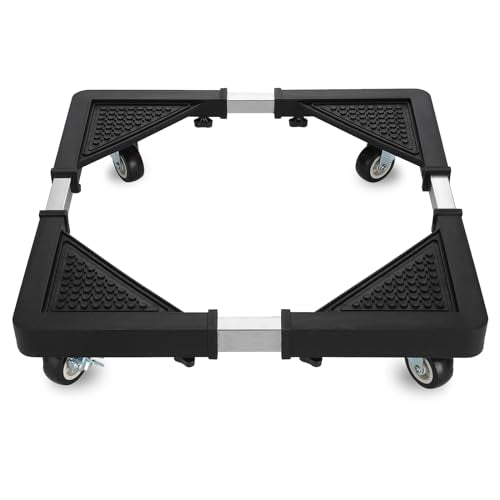 HQO LOVL Adjustable Mini Fridge Stand with 4 Locking Wheels, 17.7-25.6 in Dolly for Washer/Dryer & Furniture