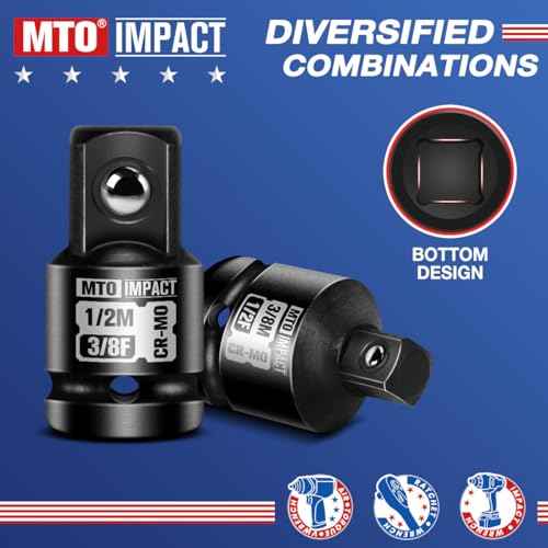 MTO 2-Piece Impact Socket Adapter and Reducer Set, 1/2" Female to 3/8" Male Reducer, 3/8¡± Female to 1/2¡± Male Adapter, Chrome Molybdenum Alloy Steel
