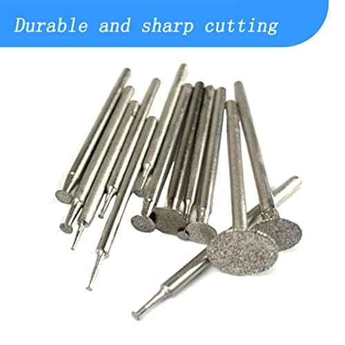 Luo ke 13 Pcs T Shape Diamond Burr - 3/32'' Shank Channel Cutting Burs Diamond Mounted Stone Carving Burr for Rotary Tools Includes Dremel