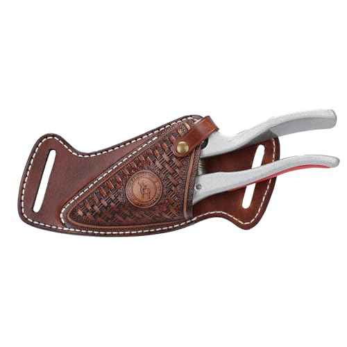 Tourbon Leather Garden Pruner Shears Sheath Scissors Holster Gardening Pouch Cross Draw Right Side Plier Tool Holder, Brown