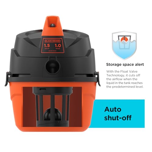 BLACK+DECKER 1 Gallon Wet Dry Shop Vacuum Small Wall Mount Mini Vacuum with Accessories