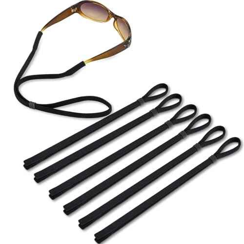 Glasses Strap Great Value 6 Pack Black,Soft Glasses Lanyard Suitable Various Sports & Jobs ,Comfortable Sunglasses Strap Pocket-Sized ,Eyeglass Strap for Kids Women Men Eye Glasses Holders Around Neck