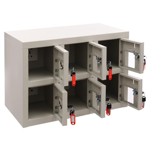 Weglae 6 Port Lockable Cell Phone Locker Charging Station - Secure 6-Device Organizer
