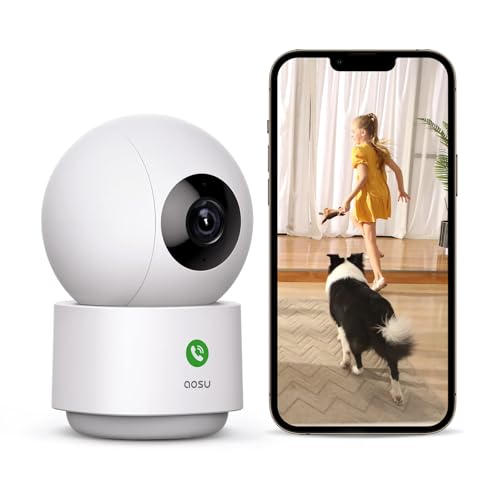 Aosu 3MP 2K Indoor Baby Camera Monitor with 2.4GHz WiFi, Two-Way Audio, 360° View