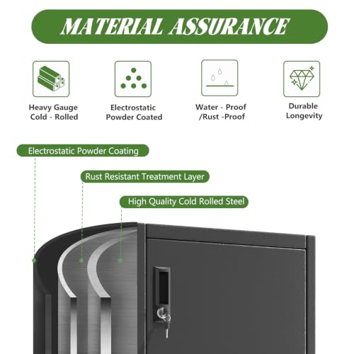 erosoei Black Metal Lockers for Employees 6-Door Storage Cabinet, 70.86in