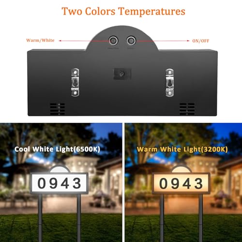 Outdoor Solar House Number Sign with LED Illumination - Waterproof Yard Address Display