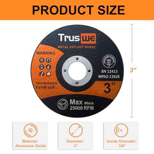 3 Inch Cut Off Wheels - 25 Pack Metal and Stainless Steel Cutting Wheel for Angle Grinder Ultra Thin Cut-Off Wheel Cutting Disc - 3¡± x 1/16¡± x 3/8¡±