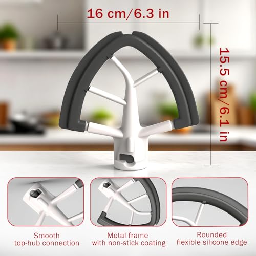 Cowbright Gray Flex Edge Beater for KitchenAid 4.5/5 Qt Tilt-Head Mixer – Auto Scrape Bowl Scraper