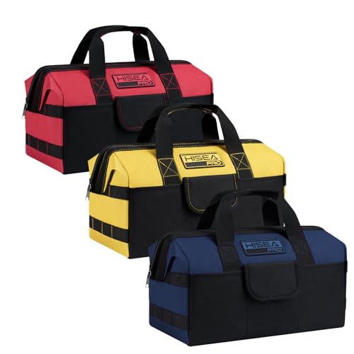 HISEA 16-Inch Waterproof Heavy Duty Tool Bag in Navy, Yellow, Red - Multi-Pocket Organizer