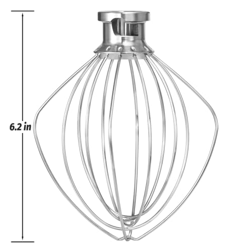 OUOLife 6-Wire Dishwasher Safe Whisk Attachment for KitchenAid 4.5-5 Qt Tilt-Head Mixers