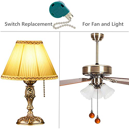 DAYONE ZE-268S6 Nickel Ceiling Fan Switch 3 Speed 4 Wire Replacement - Pull Chain Control