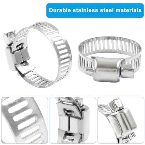 20 pcs 5/8" - 1" 304 Stainless Steel Hose Clamps, Adjustable Metal Pipe Clamp, Worm Gear for Pipe - Dryer Repair, Tubing and Fuel Line