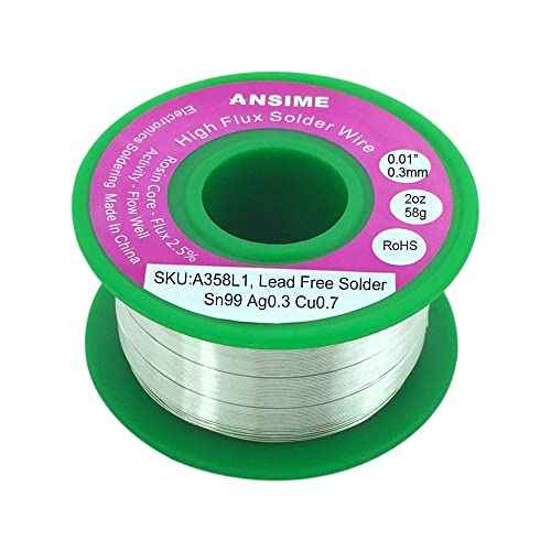 Ultra Fine Solder Wire 0.3mm Lead Free Electronics Solder Wire, Rosin Flux Core Alloy Electrical Soldering Wire, Sn99 Ag0.3 Cu0.7 RoHS for Micro Electronic Soldering 0.01inch