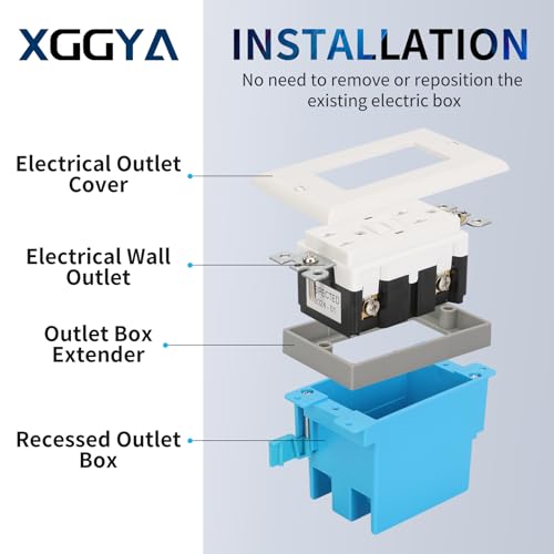 Gray 4-Pack Single Gang Receptacle Outlet Box Extenders 1/2" - Easy Install