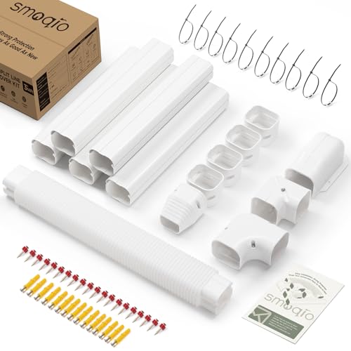 SMOQIO 3-Inch, 10Ft Mini Split Line Set Cover Kit with Straight Duct & Instructions