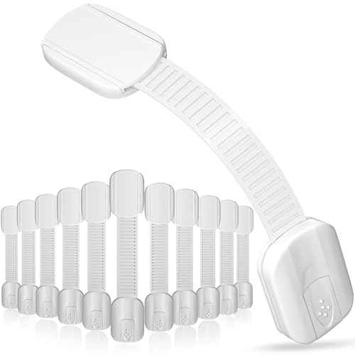 Yolay Child Proof Cabinet Locks Baby Proofing (12-Pack) Child Safety Locks with Baby Proof Multi-Purpose Lock for Cabinets, Drawers, Fridge, Trash Can, Cupboard with Adhesive Drawer Door Latches