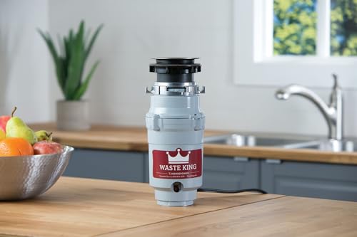 Waste King 1/3 HP Continuous Feed Garbage Disposal with Power Cord, Compact Food Waste Disposer