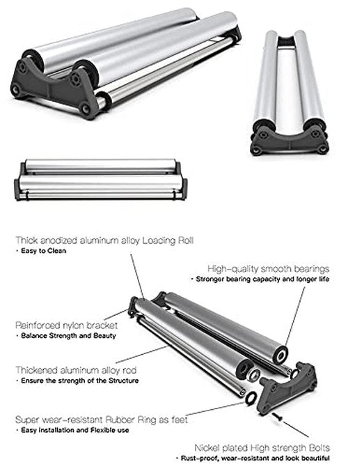 POVOKICI Aluminum Media Roll Holder Mobile Tray for DTF Film and Vinyl Film Finishing