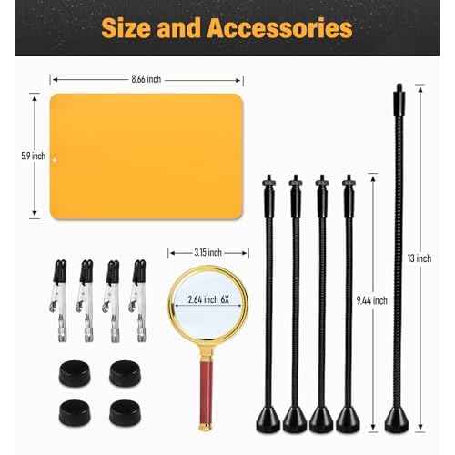 Magnetic Helping Hands Soldering Station with 6X Magnifying Glass, Third Hand Soldering Tool 4 Flexible Arms Solder Holder Helper Hand Magnifier for Repair Electronic Jewelry Crafts