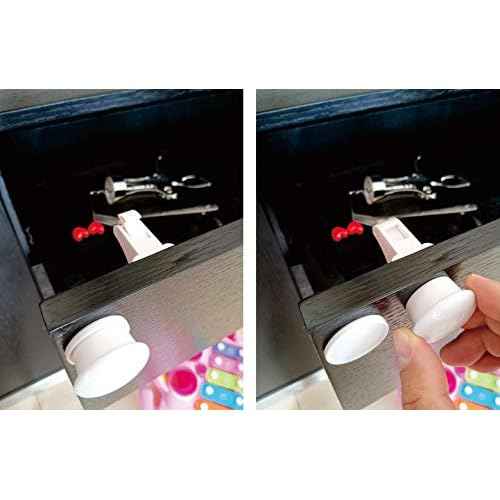 Baby Proofing Magnetic Cabinet Locks Child Proof Extra Magnet (5 Pack) Universal Replacement Keys for Magnetic Locking System - Baby Safety Latch for Drawers and Cabinet - 5 Key Holders Included