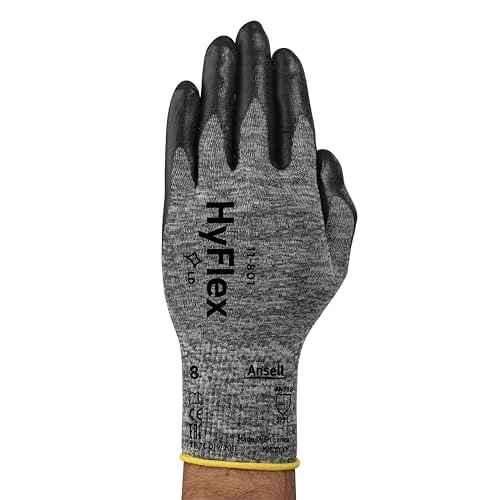 Ansell HyFlex 11-801 Nylon Glove, Black Foam Nitrile Coating, Knit Wrist Cuff, Small, Size 7 (Pack of 12)