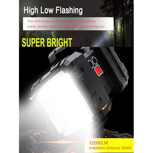 SUYOOULIN Rechargeable Flashlight, LED Spotlight Flashlight 10000mAh 12000LM 20h Ultra-Long Standby 3+4 Lights Modes Waterproof Camping Flashlight£¨35 LEDs£©
