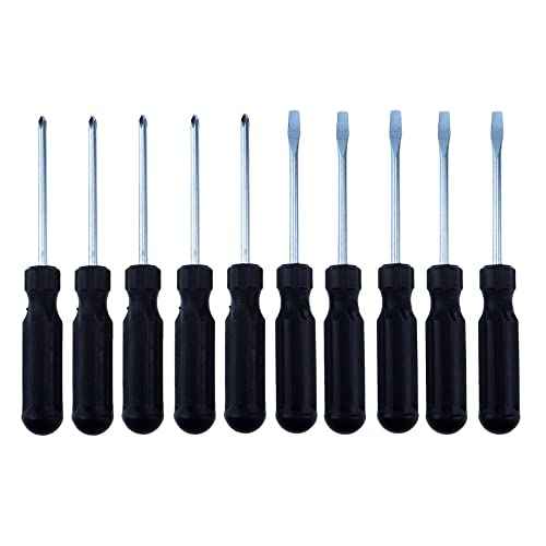 10Pcs Screwdrivers Set, 5 Phillips Screwdriver & 5 Flat Head Screwdriver Magnetic Screwdriver Set for Fastening, Loosening Screws, Repairing Home Improvement Craft (Black, 6 Inch)