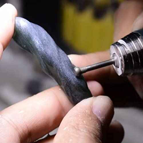 Luo ke 10 Pcs Round Flat Shape Diamond Burr - 1/8'' Shank Diamond Burs Stone Carving Bits for Rotary Tools Includes Dremel