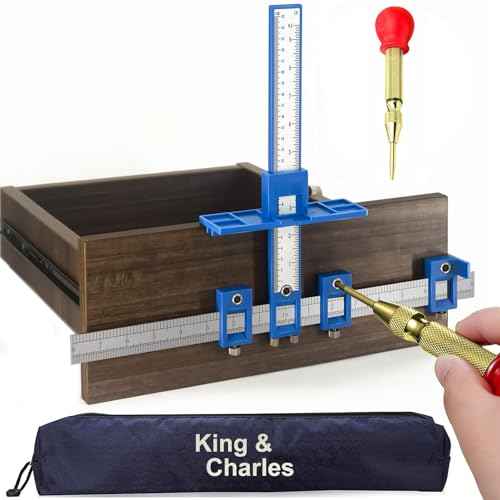 Cabinet Hardware Jig, King&Charles Cabinet Handle Jig with Automatic Center Punch, Avoid Jitter Caused by Direct Drilling. Use for Handles and Pulls on Drawers/Doors, Perfect Set.