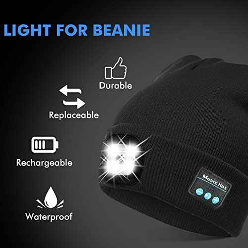 TAGVO LED Light for Knit Beanie Hat, Lighting and Flashing Alarm Modes, Hands Free Flashlight Headlamp