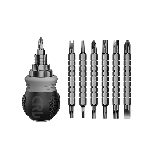 Short ratchet screwdriver CR-V hardened hard dual-purpose screwdriver head Telescopic dual-purpose screwdriver cross Slotted screwdriver head Screwdriver powerful magnetic multi-function