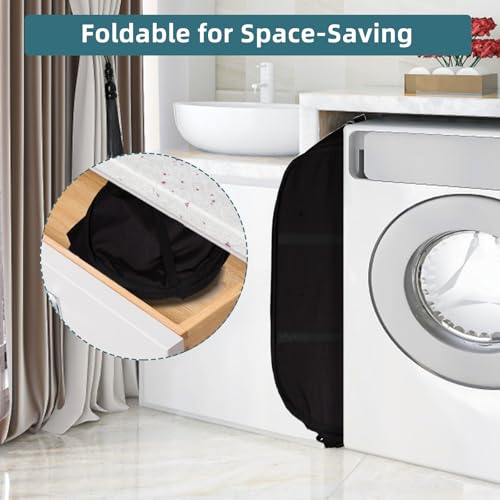 BATTOO 82L-1x Collapsible Laundry Basket - Tear-Proof Pop Up Hamper with Dual Handles, Black