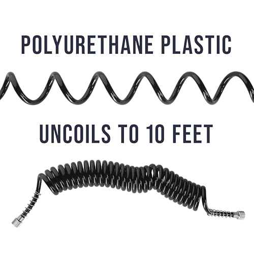 Master Airbrush Premium 10 Foot Recoiling Airbrush Hose - Standard 1/8" BSP Air Brush Hose Adapter Fitting Connectors on Both Ends