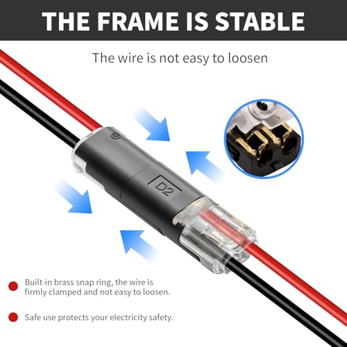 50 Pack Low Voltage 2 Pin Wire Connectors for Landscape Lighting & LED Strips