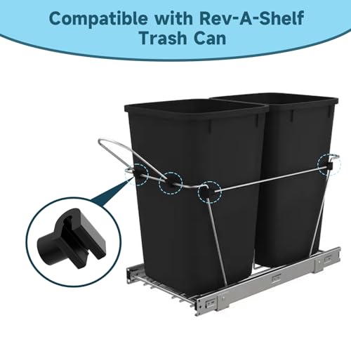 6-Pack Snap Handle Connectors for Rev-A-Shelf 27-Quart Trash Cins, Black