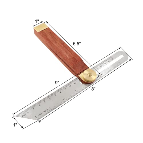 9in T-Bevel Sliding Angle Ruler Protractor with Wood Handle