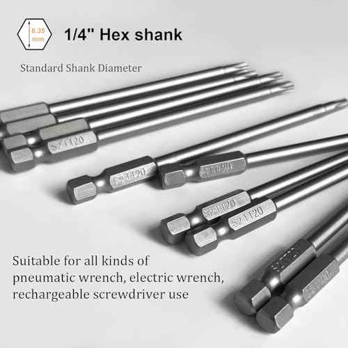 PTSLKHN 10PCS T25 Torx Screwdriver Bit Sets, 4¡®¡¯Length Magnetic Security Torx Bits Set (10, T25-4inL)