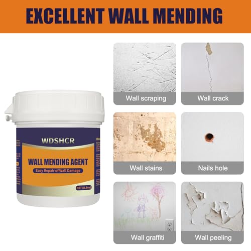 WDSHCR 1 Pack Drywall Repair Kit with 8.5oz Wall Putty, Patches & Scraper