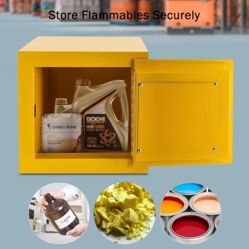 Hazardous Flammable Storage Cabinet 13x13x13-Inch Fireproof Steel Safety Closet