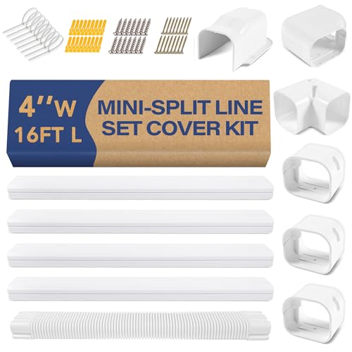 LyPrem 16.5ft White PVC Mini Split Line Set Cover 4" for AC & Heat Pump