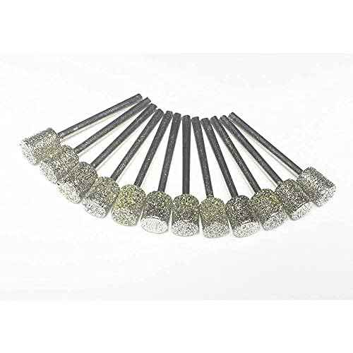 Luo ke 12 Pcs Diamond Burr, 1/8 Inch Shank Diamond Grinding Bits For Dremel Rotary Tool (Cylinder Head)