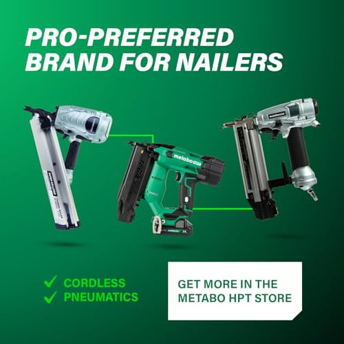 Metabo HPT Finish Nailer with Air Duster, Pro-Preferred Pneumatic Power Nailer for Crown Moldings, Base Moldings, and More, Selective Actuation, 15 Gauge Angled, 1-1/4″ to 2-1/2″ Finish Nails, NT65MA4