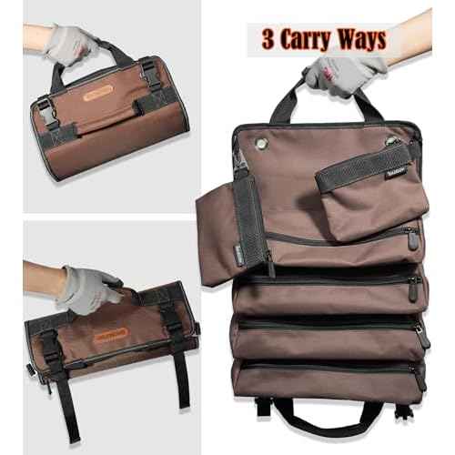 WELKINLAND 3In1-Pack Tool Roll, 6-Pocket Roll-Up Tool Organizer