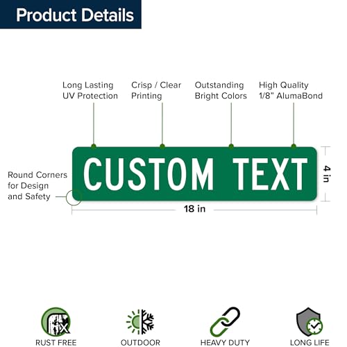 Custom 4x18 Inch Reflective Road & Address Sign - Rust-Free Aluminum, 8 Colors, Mountable, USA Made