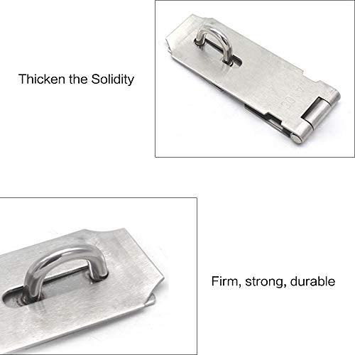 Silver 5 Inch Stainless Steel Door Hasps Lock Latches - Pack of 2, Extra Thick Gate Lock with Screws