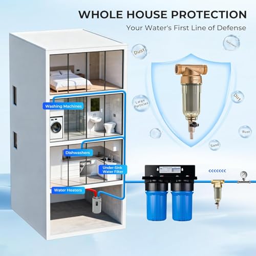 iSpring WSP-50 Spin Down Sediment Water Filter — 50 Micron, Whole House Prefilter, Classic Series