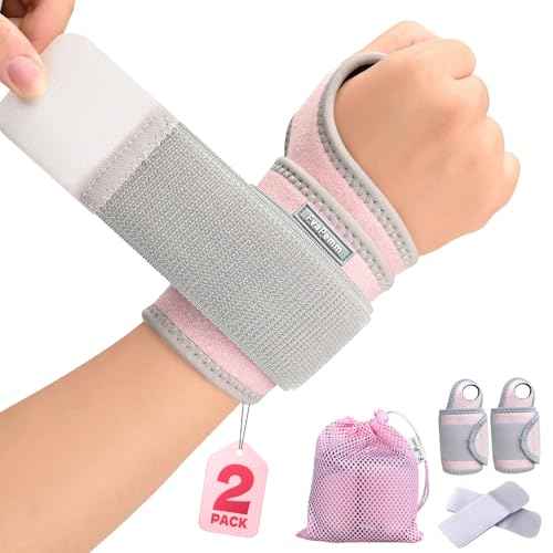 Carpal Tunnel Wrist Brace for Right Left Hand 2 Pack, Wrist Support Wraps for Women Men, Adjustable Wrist Brace for Tendonitis, Arthritis, Weightlifting, Sports, Day Night Support, Pink