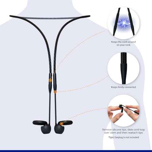 Earplug Lanyard, Magnetic Connector Cord Compatible with Loop Earplugs Quiet/Engage/Experience, Storing Case Included, Magnetic Tug-Resistant Safety Lanyard Accessories with (Black 1-Pack, One Size)